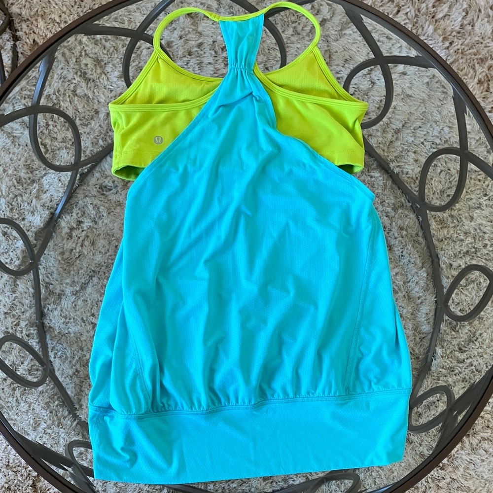 lululemon athletica Turquoise and Lime Green‎ Tank Top - Picture 6 of 6